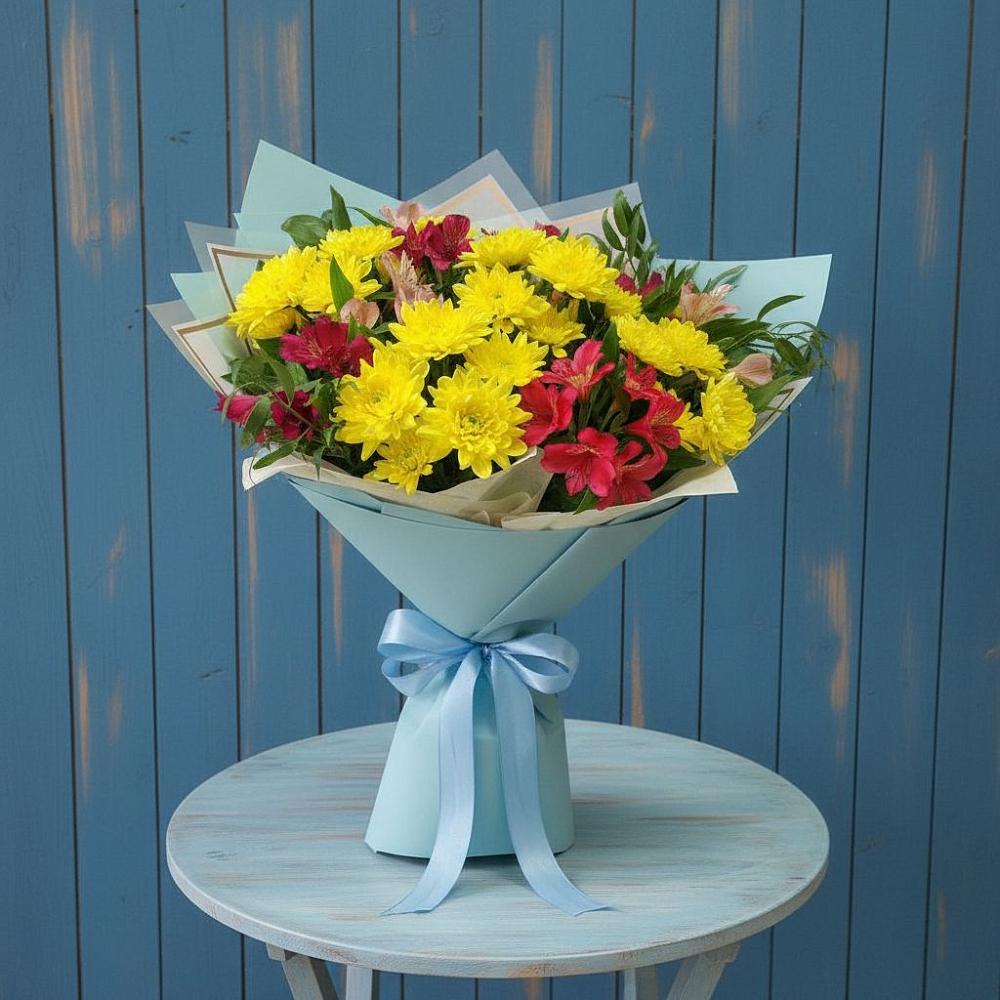 Букет цветов из: Альстромерии и Хризантемы в Бердяуше