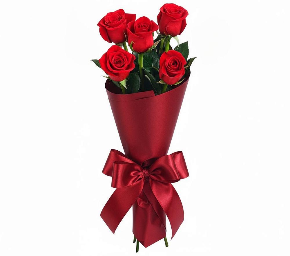 Букет 5 Красных роз Эдлесс Лав в Бердяуше