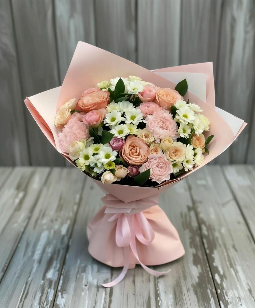 Букет цветов из: Гвоздики, Розы и Хризантемы в Бердяуше