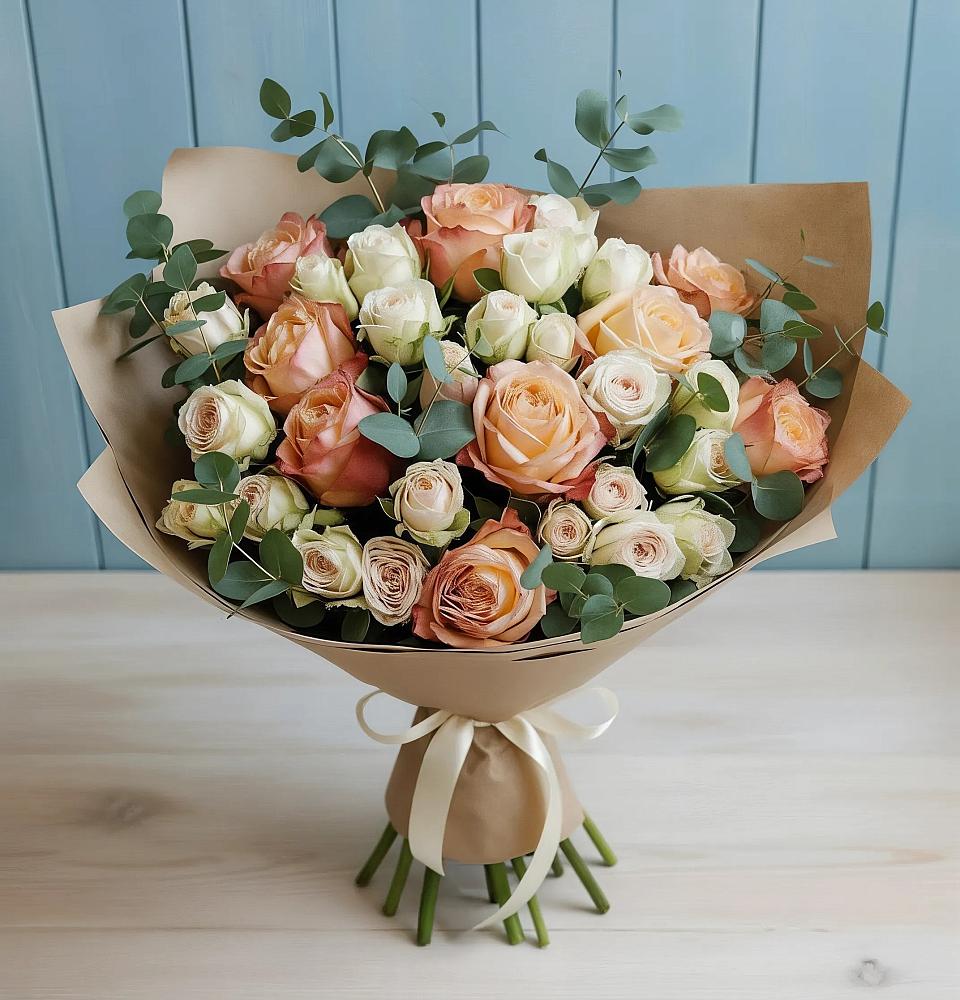 Букет цветов из: Альстромерии и Розы в Бердяуше