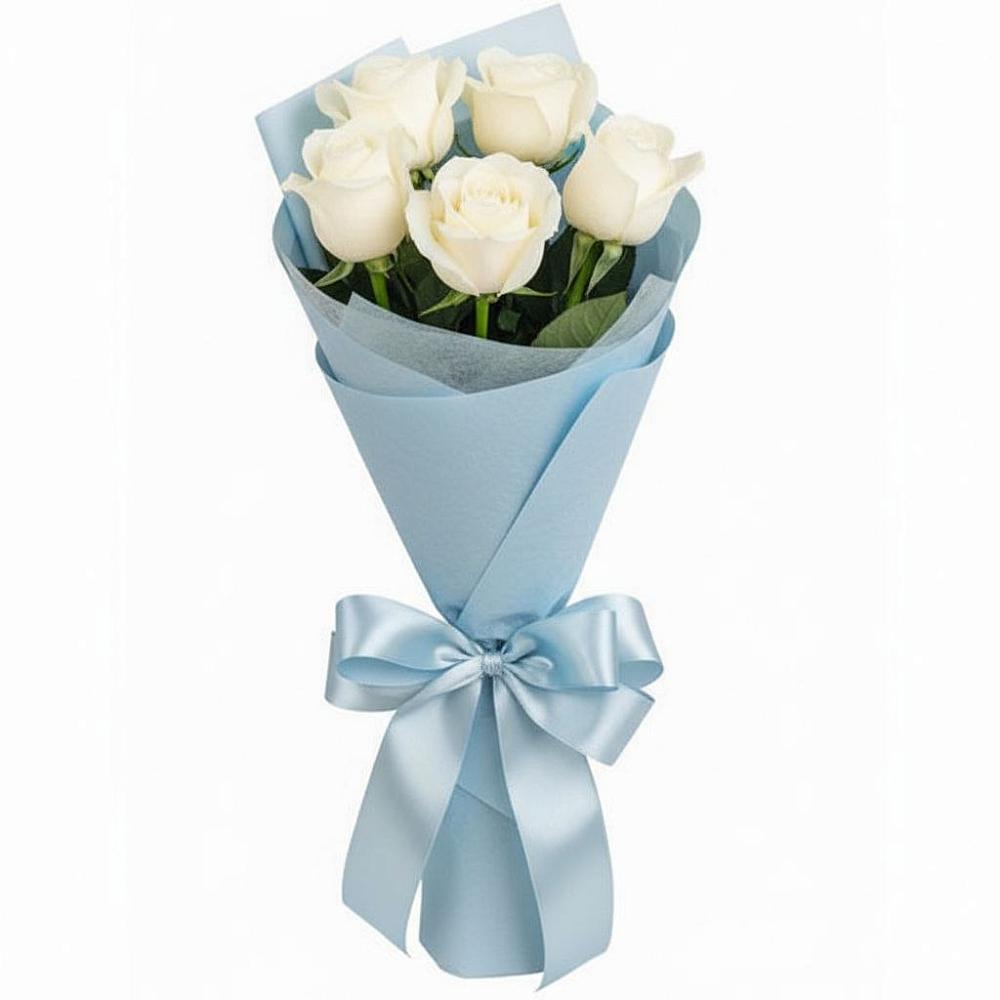 Букет 5 Белых роз Проуд в Бердяуше