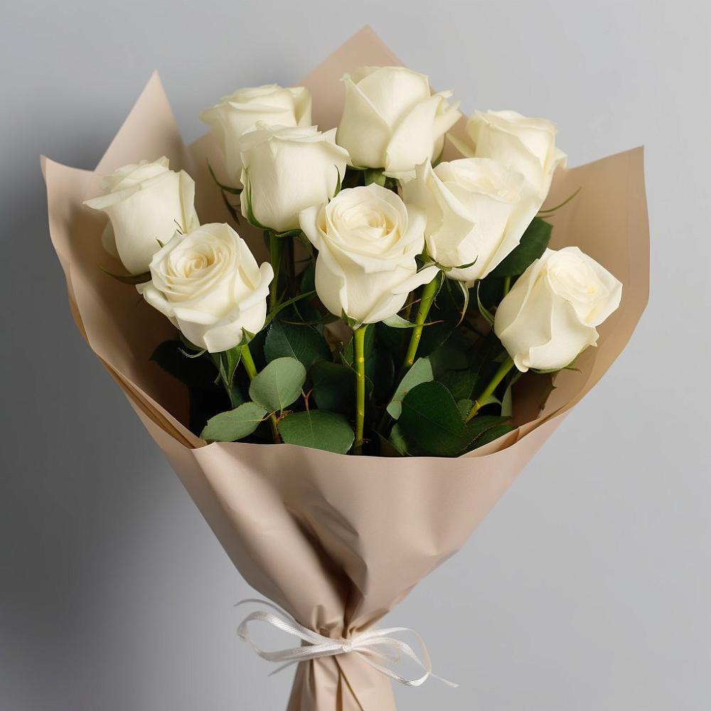 Букет 9 Белых роз Эдлесс Лав в Бердяуше