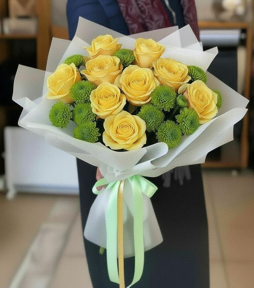 Букет цветов из: Хризантемы и Розы в Бердяуше