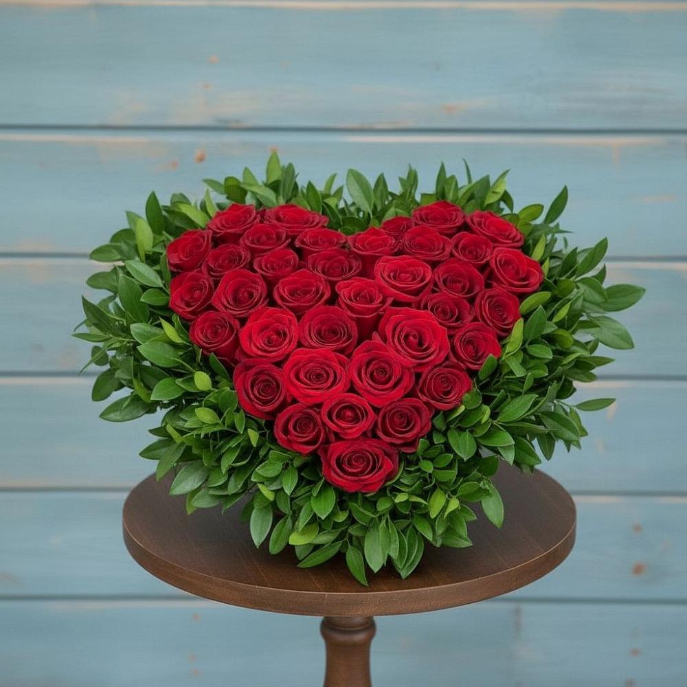 Цветочная композиция из Розы в виде сердца в Бердяуше