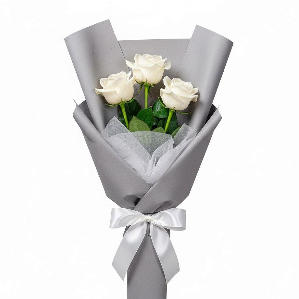 Букет 3 белые розы в Бердяуше