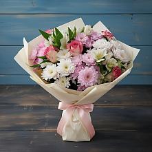 Букет цветов из:  Хризантемы, Альстромерии и Розы в Бердяуше