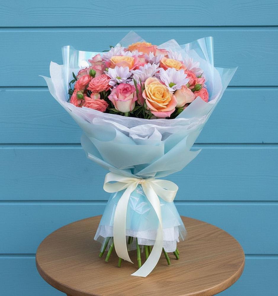 Букет цветов из: Хризантемы и Розы в Бердяуше