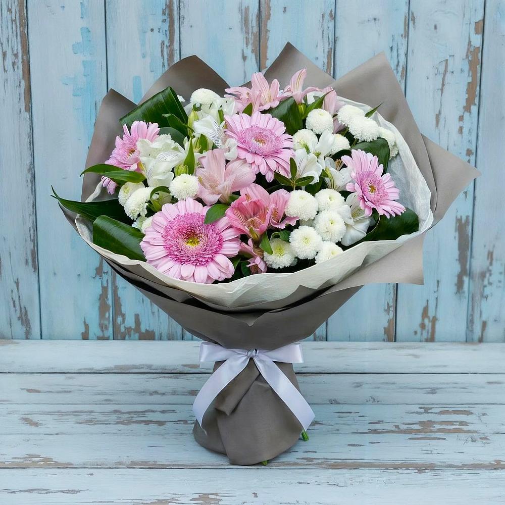 Букет цветов из: Герберы, Альстромерии и Хризантемы в Бердяуше